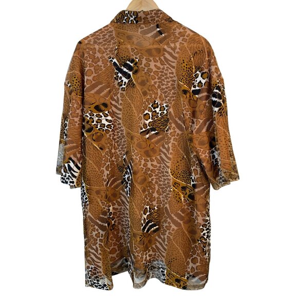 Rare VTG 80s Creme De Silk 3X Abstract Animal Print Silk Tropical Shirt RL10440 - Picture 5 of 8